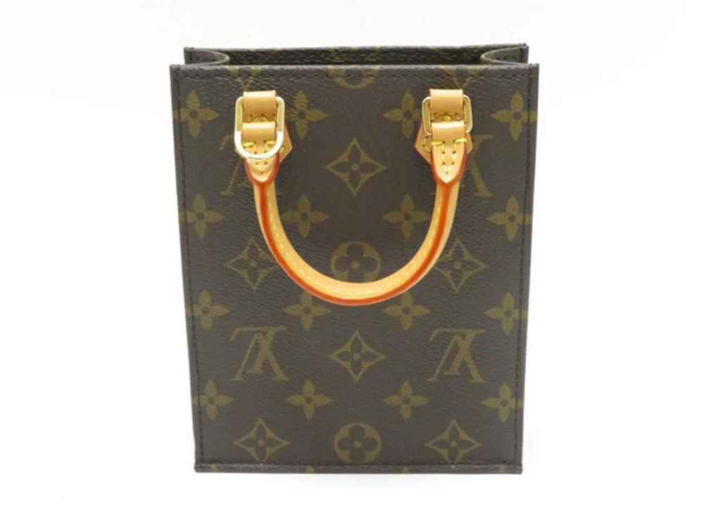 Louis Vuitton Sac Plat Monogram Tote Bag Canvas Leather Brown